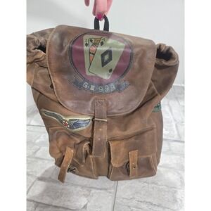 Vtg Cosi L'uomo Leather Backpack Patches 555th Triple Nickel G IIII 999 Jack Ace
